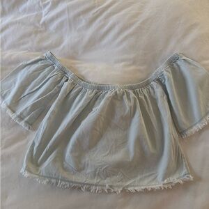 Light Blue Off-Shoulder Crop Top - Feminine Summer Style